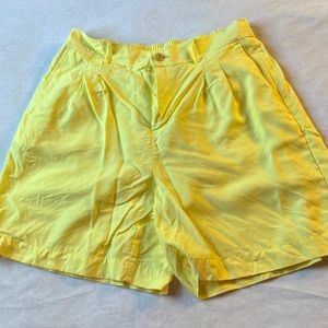 M Loft Outlet Womens High Rise Shorts Medium Lyocell Yellow Pleated Front Retro